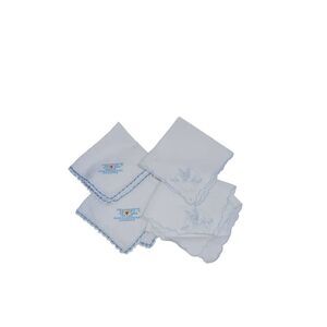 Vintage Embroidery Table Napkins Inch SET OF 4 Blue Trim​